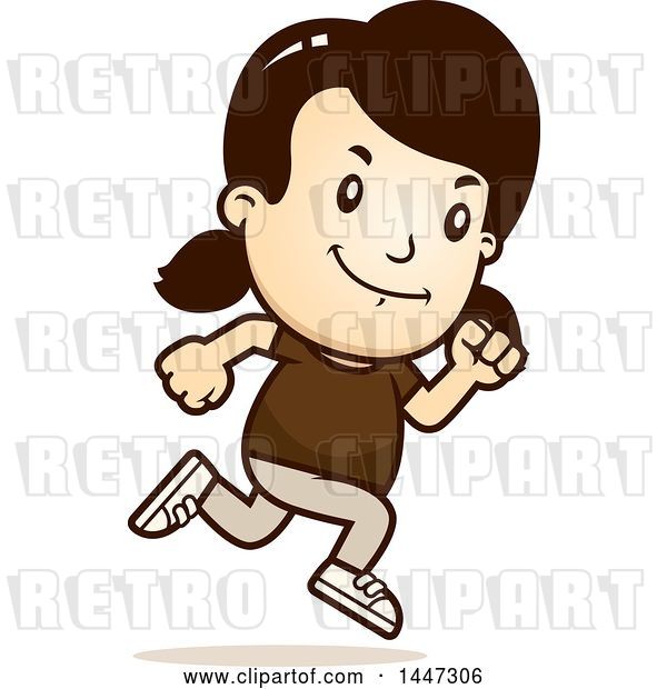 Vector Clip Art of Retro Cartoon White Girl Running