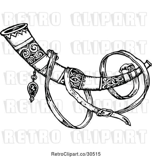 Vector Clip Art of Retro Carved Horn