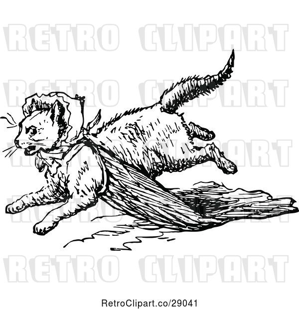 Vector Clip Art of Retro Cat Running in a Bonnet