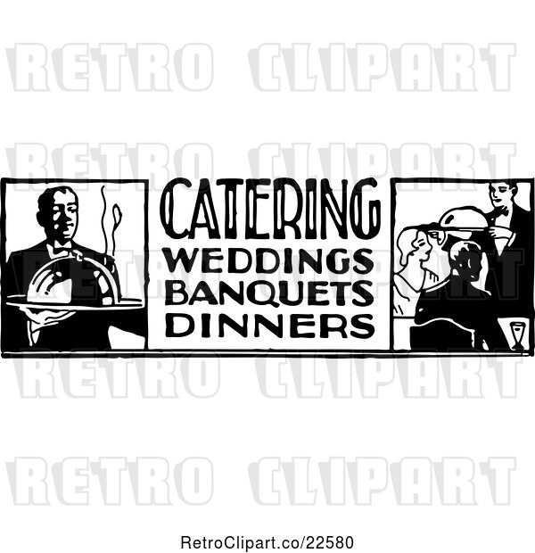 Vector Clip Art of Retro Catering Food Service Sign