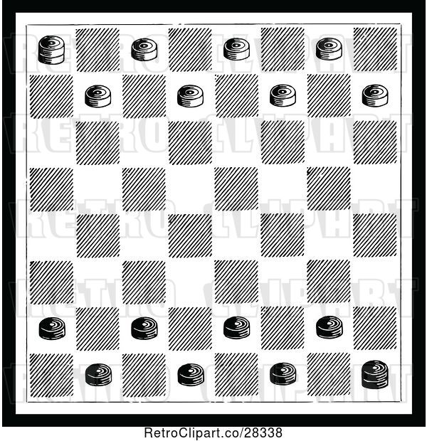Vector Clip Art of Retro Checkers Game Board