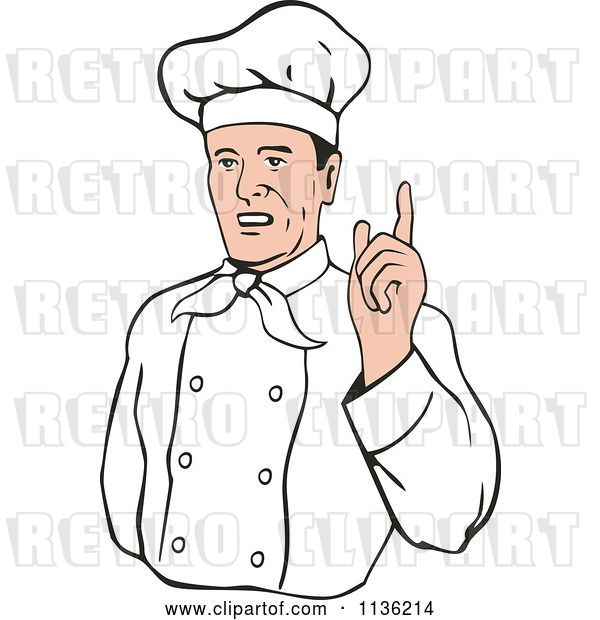 Vector Clip Art of Retro Chef Holding up a Finger