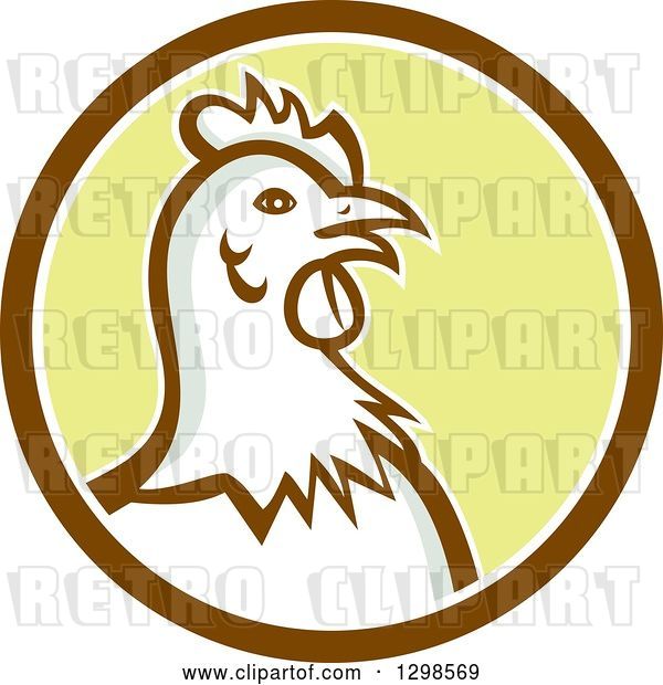 Vector Clip Art Of Retro Chicken Hen Head In A Brown White And Yellow