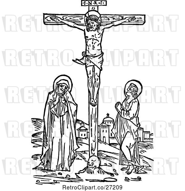 Vector Clip Art of Retro Christ Crucified