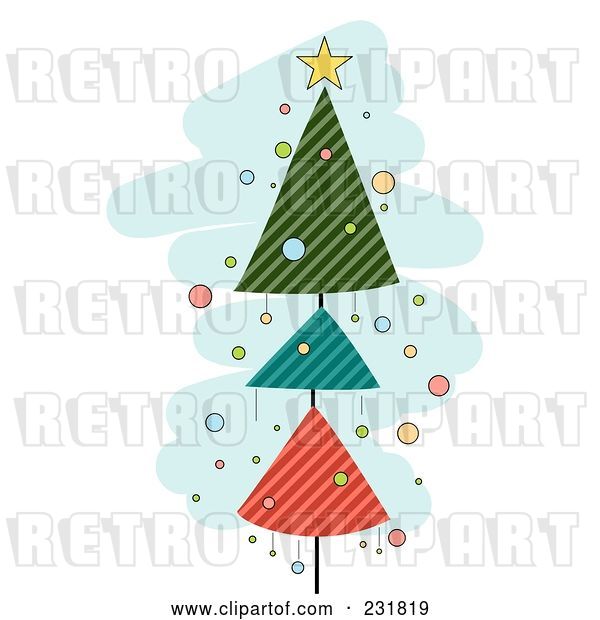 Vector Clip Art of Retro Christmas Tree over Blue