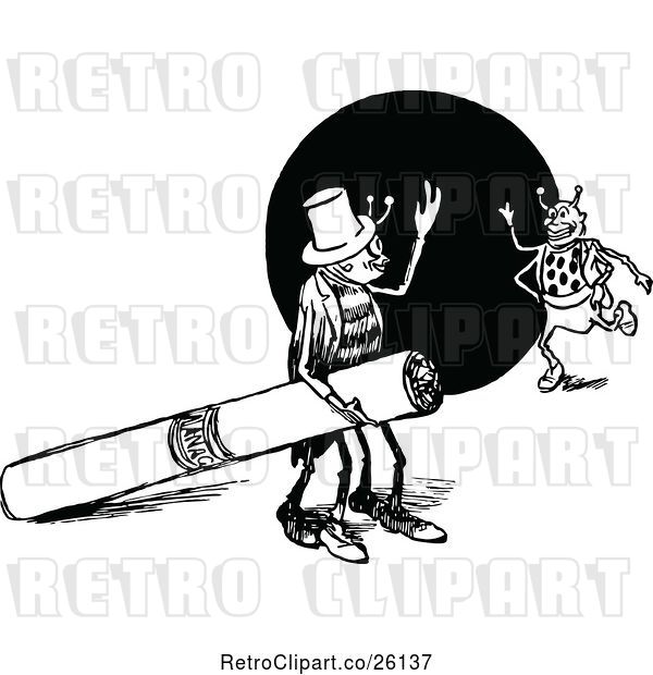 Vector Clip Art of Retro Cigarette and Bugs