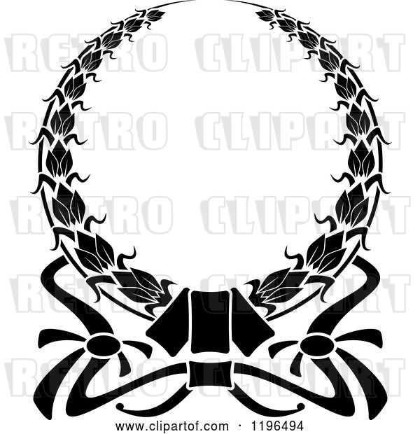 Vector Clip Art of Retro Coat of Arms Wreath with Ribbons 2