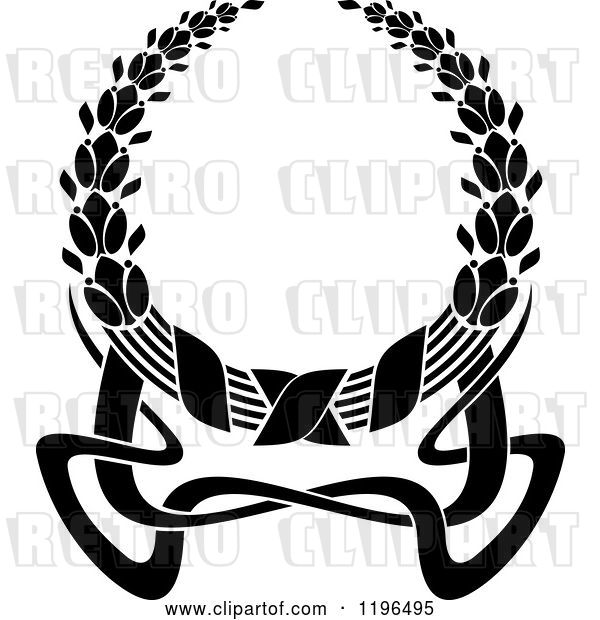 Vector Clip Art of Retro Coat of Arms Wreath with Ribbons