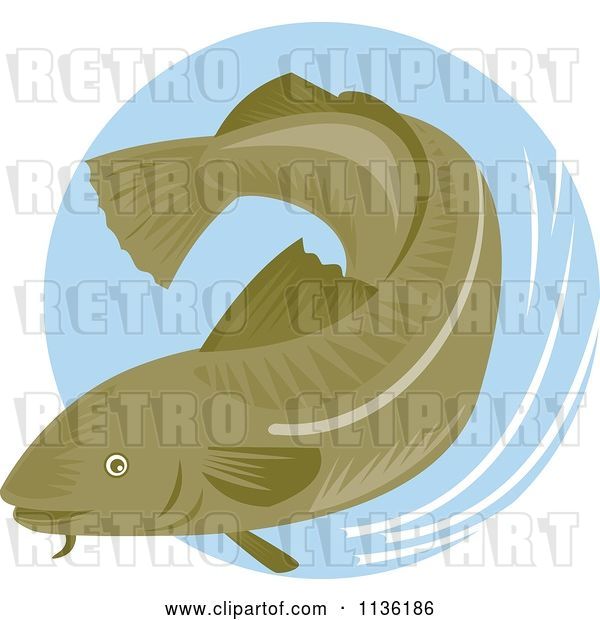 Vector Clip Art of Retro Cod Fish 1
