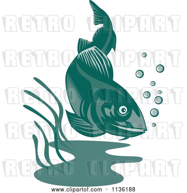 Vector Clip Art of Retro Cod Fish 2