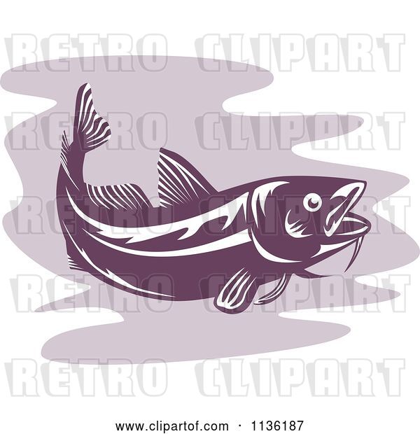 Vector Clip Art of Retro Cod Fish 4