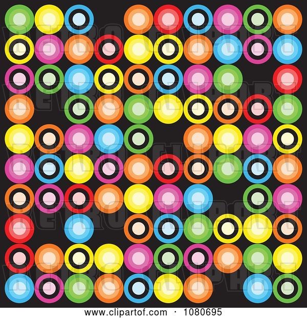 Vector Clip Art of Retro Colorful Circle Background over Black 1