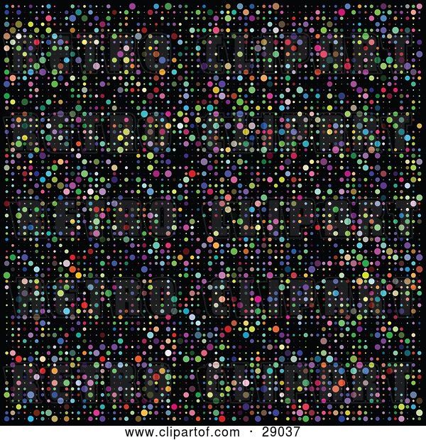 Vector Clip Art of Retro Colorful Disco Dotted Background on Black
