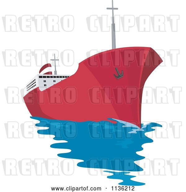 Vector Clip Art of Retro Commercial Tanker Ship 2