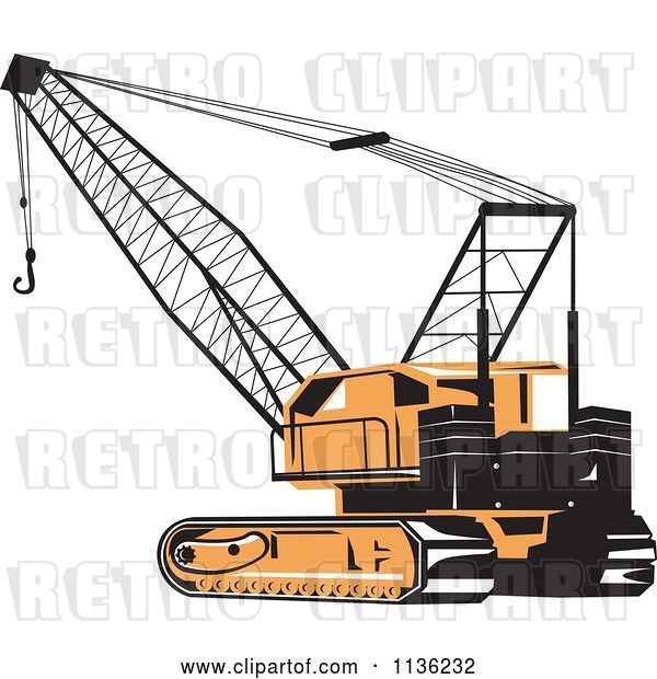 Vector Clip Art of Retro Construction Crane