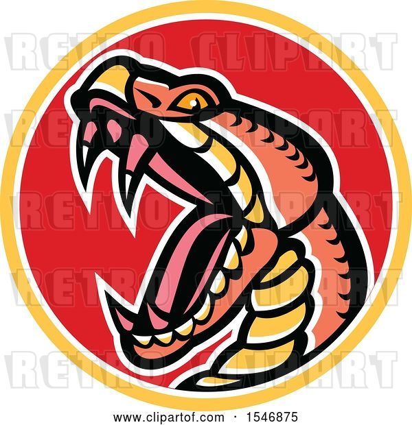 Vector Clip Art of Retro Copperhead Snake Mascot Head in a Circle