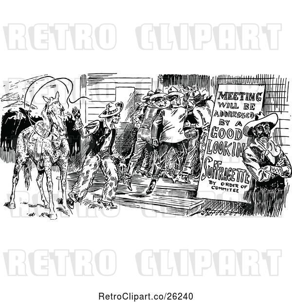Vector Clip Art of Retro Cowboy Meeting