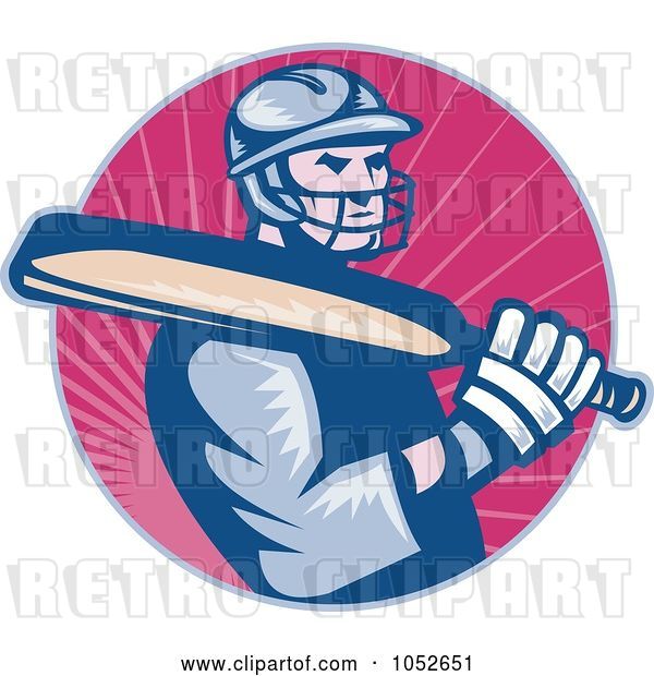 Vector Clip Art of Retro Cricket Batsman Logo - 1
