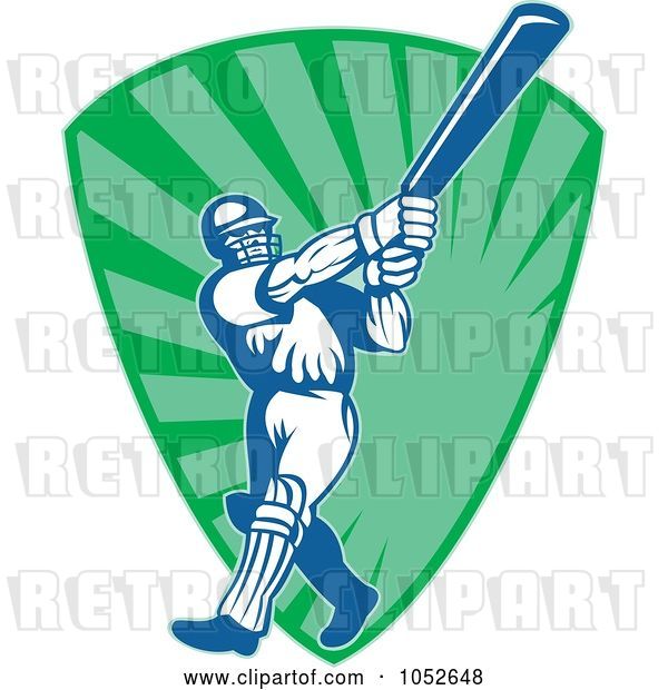 Vector Clip Art of Retro Cricket Batsman Logo - 12