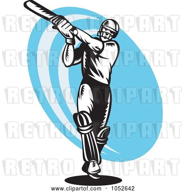 Vector Clip Art of Retro Cricket Batsman Logo - 6
