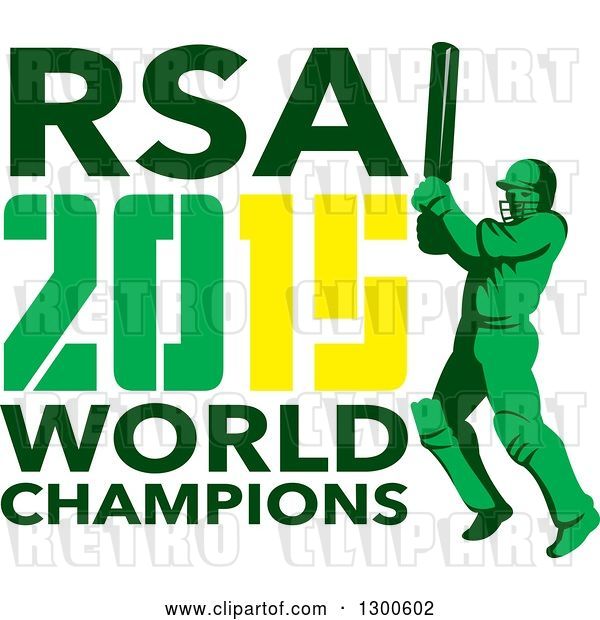 Vector Clip Art of Retro Cricket Player Batsman with RSA 2015 World Champions Text
