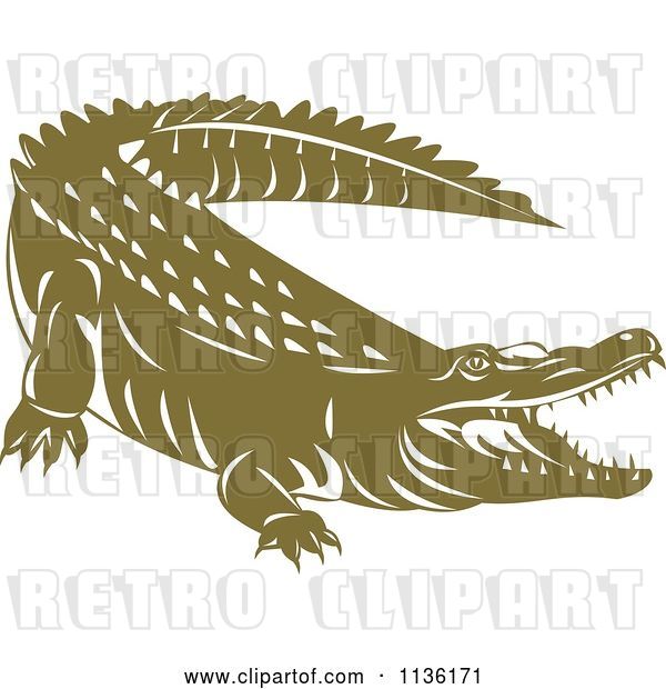 Vector Clip Art of Retro Crocodile 3