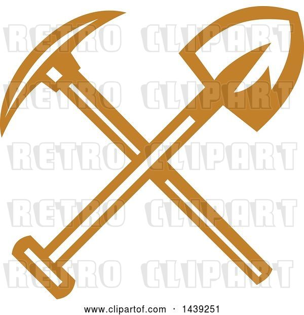Vector Clip Art of Retro Crossed Miner Pickaxe and Shovel
