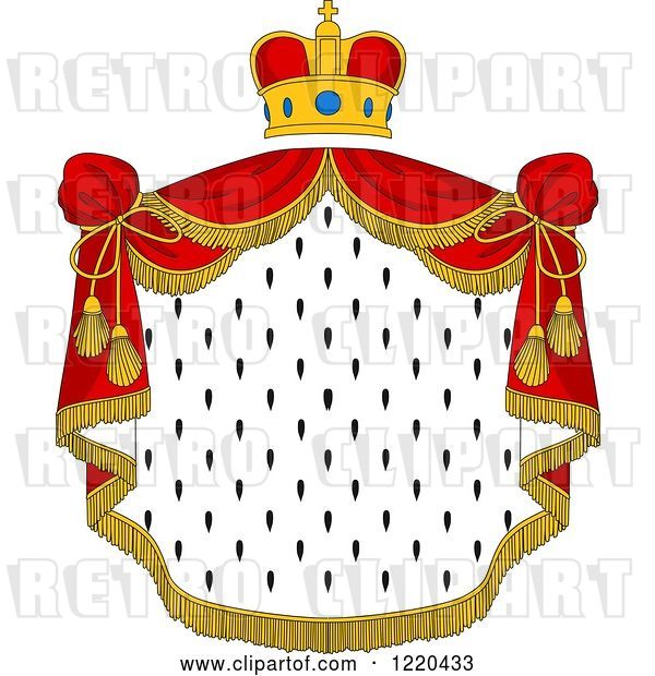 Vector Clip Art of Retro Crown and Royal Mantle with Red Drapes 5