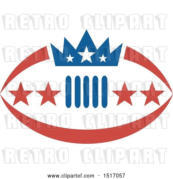 Vector Clip Art of Retro Crown and Stars on an American Football