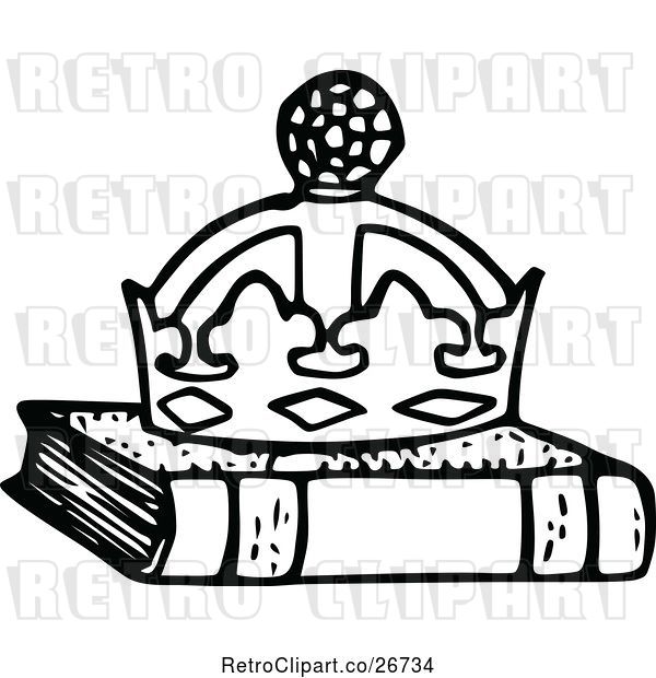 Vector Clip Art of Retro Crown on a Book