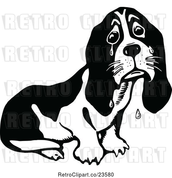 Vector Clip Art of Retro Crying Basset Hound