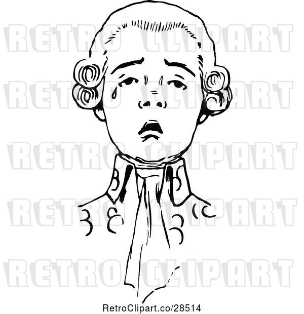 Vector Clip Art of Retro Crying Young Guy