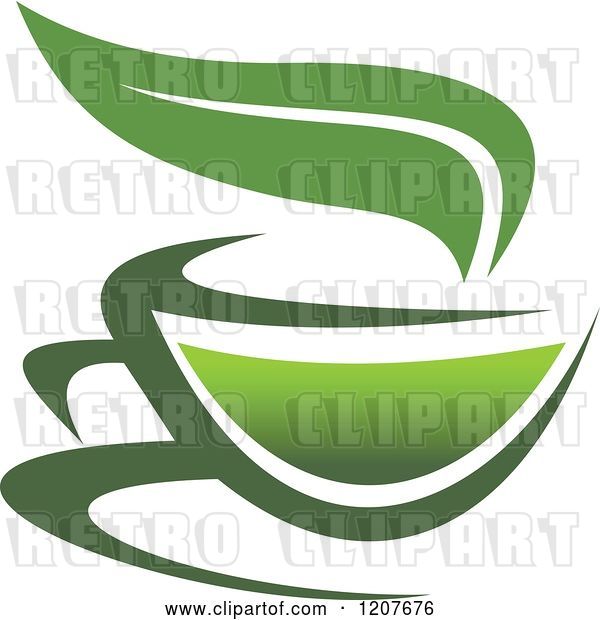 Vector Clip Art of Retro Cup of Green Tea or Coffee 15