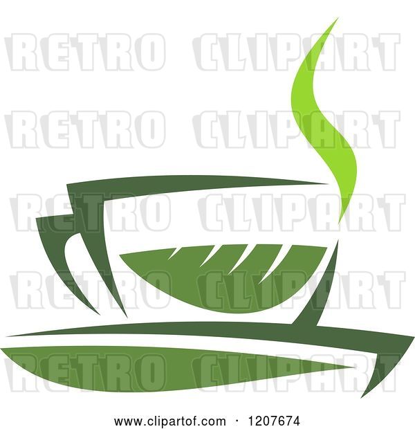 Vector Clip Art of Retro Cup of Green Tea or Coffee 17