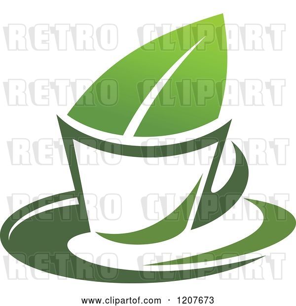 Vector Clip Art of Retro Cup of Green Tea or Coffee 19