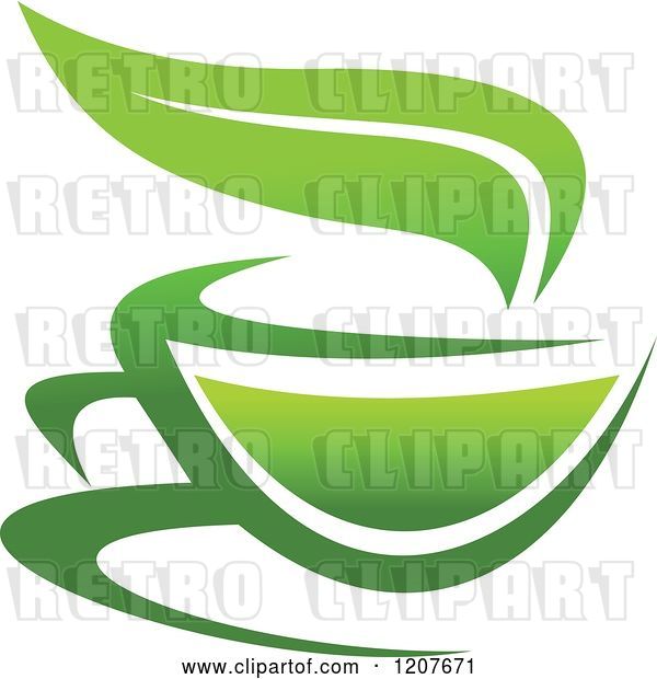Vector Clip Art of Retro Cup of Green Tea or Coffee 20