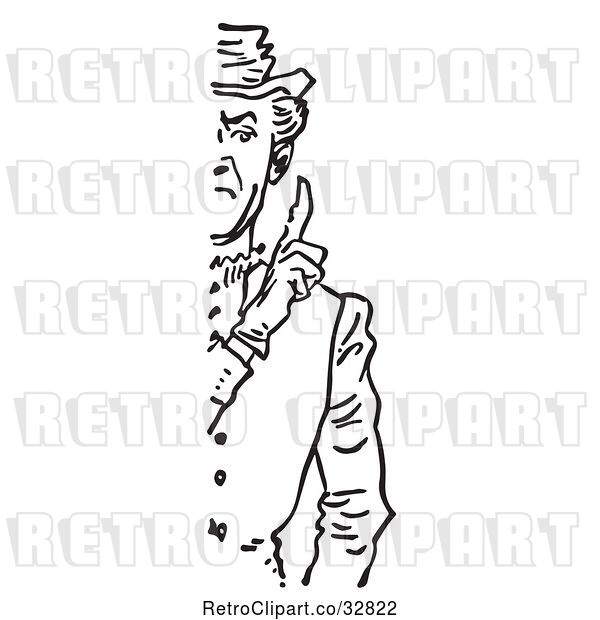 Vector Clip Art of Retro Cut off Stern Guy Holding up a Finger