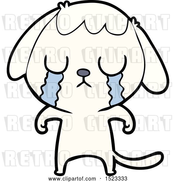 Vector Clip Art of Retro Cute Cartoon Dog Crying
