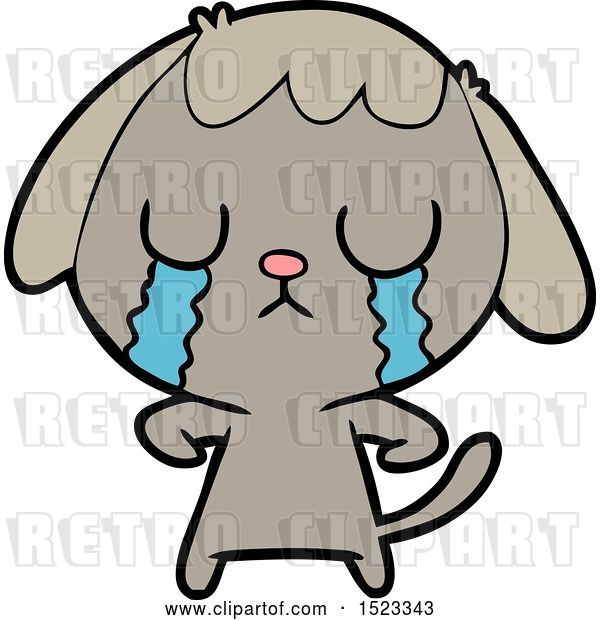 Vector Clip Art of Retro Cute Cartoon Dog Crying