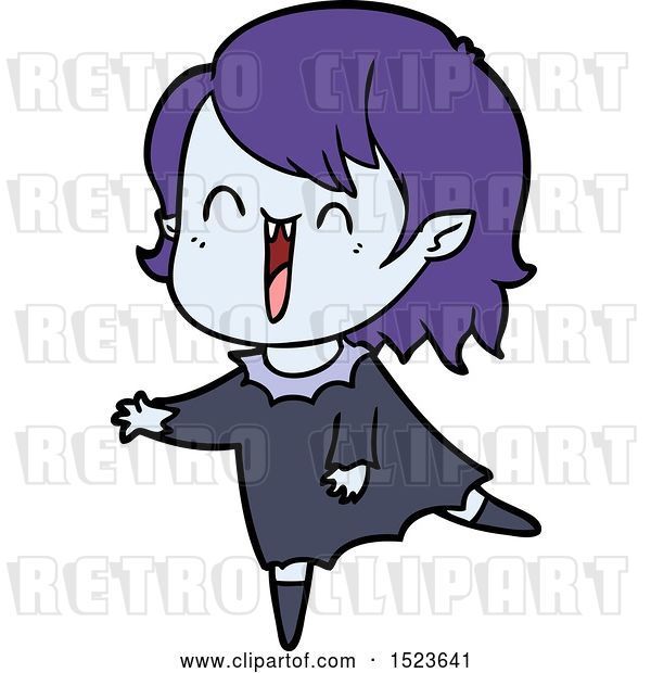 Vector Clip Art of Retro Cute Cartoon Happy Vampire Girl