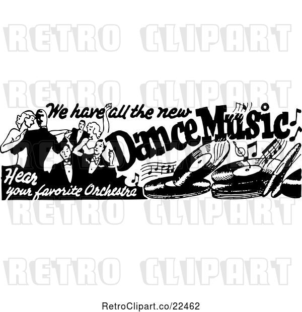 Vector Clip Art of Retro Dance Music Banner