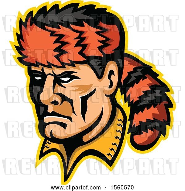 Vector Clip Art of Retro Davy Crockett Frontiersman Mascot with a Coon Skin Hat