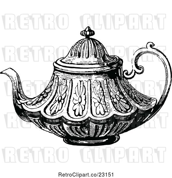 Vector Clip Art of Retro Decorative Tea Pot 2