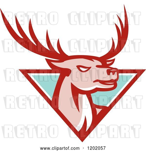 Vector Clip Art of Retro Deer Stag Head Emerging from a Turquoise Triangle