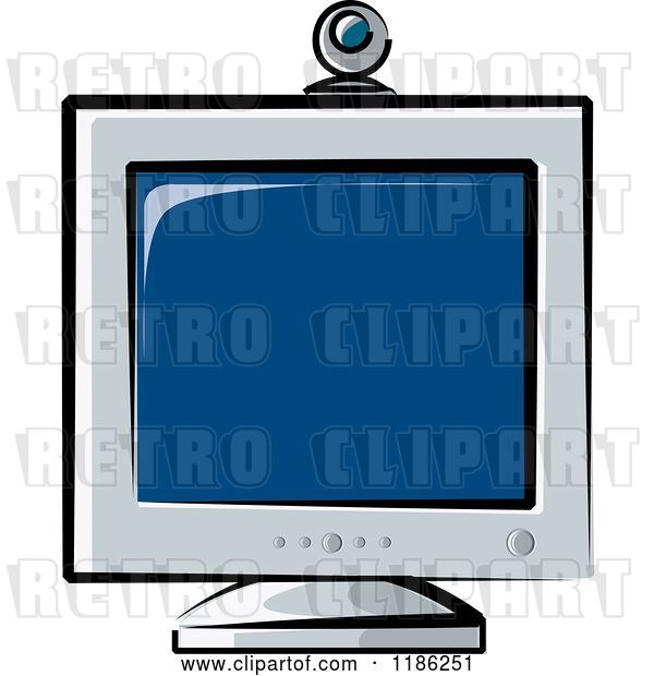 Vector Clip Art of Retro Desktop Computer Monitor and Web Cam