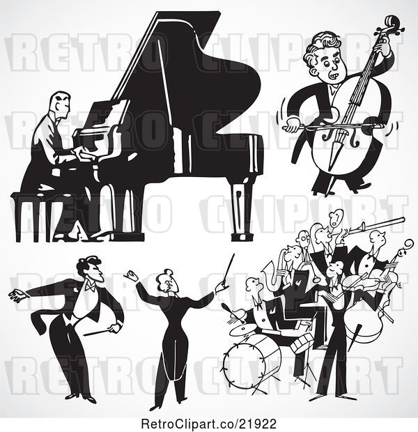 Vector Clip Art of Retro Digital Collage of Bands and Musicians