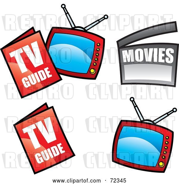 Vector Clip Art of Retro Digital Collage of Television Guides and Televisions