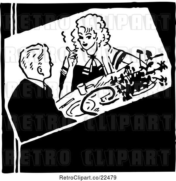 Vector Clip Art of Retro Dining Couple