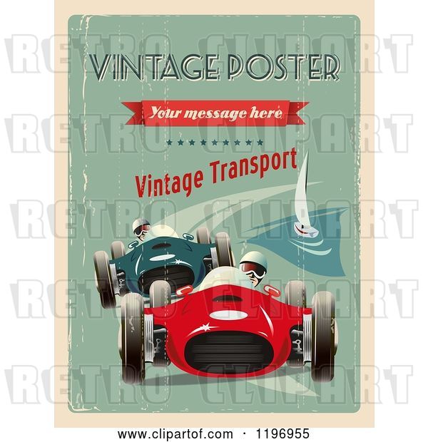 Vector Clip Art of Retro Distressed Grand Prix Poster with Sample Text