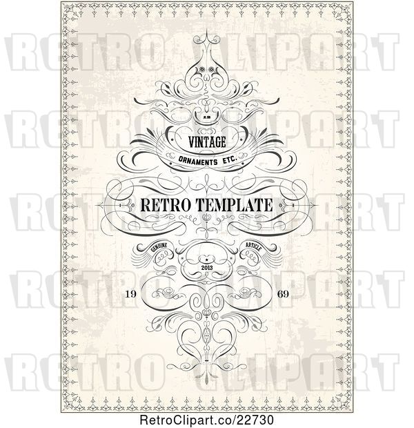 Vector Clip Art of Retro Distressed Invitation Background with Sample Text